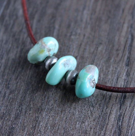 Large turquoise stone leather cord necklace
