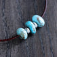 turquoise silver bead leather cord necklace