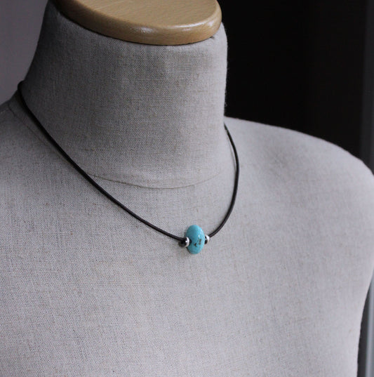 Nacozari Turquoise on Leather Cord No. 3