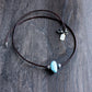 men's large turquoise bead leather cord necklace