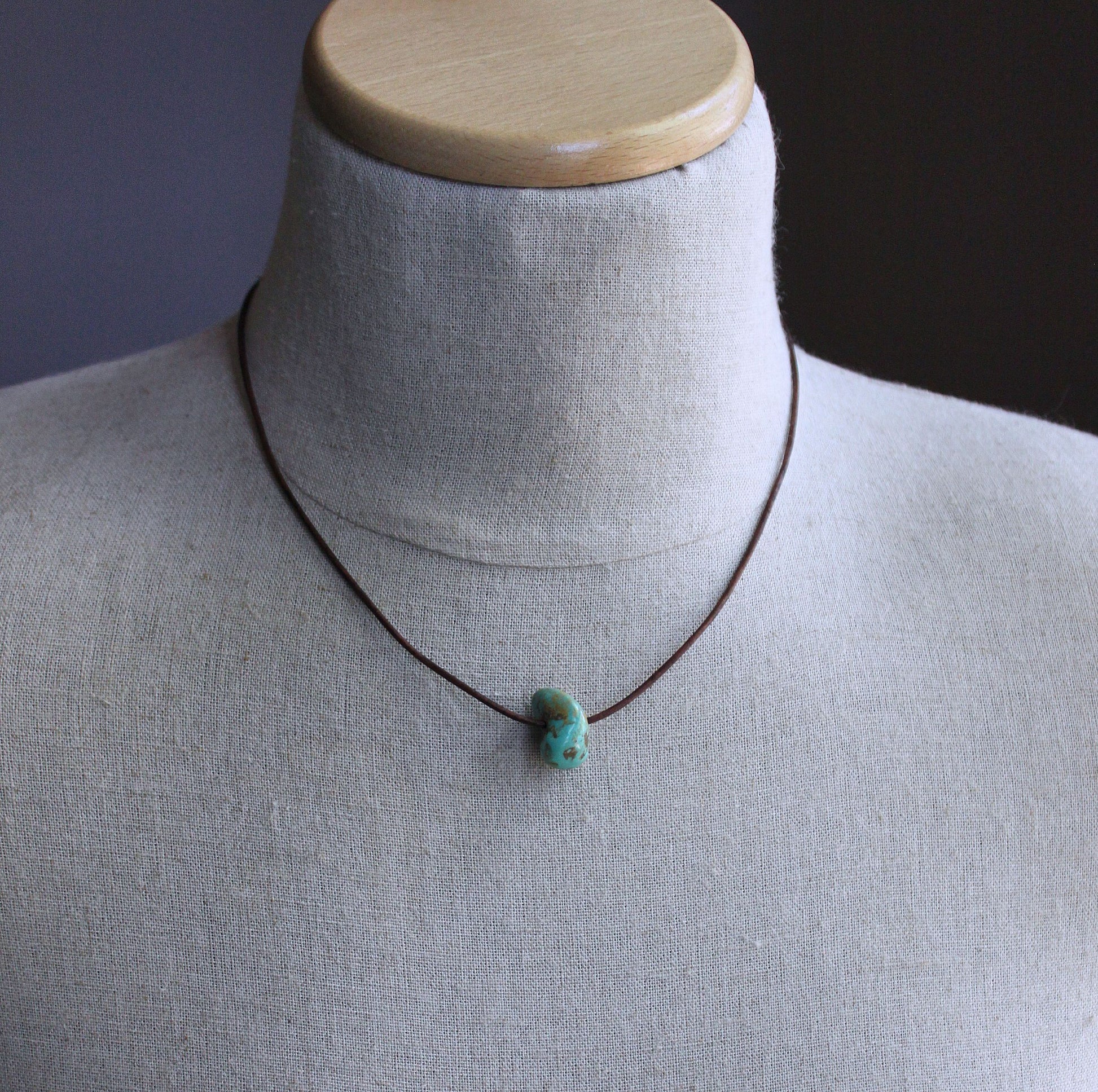 men's leather cord turquoise necklace