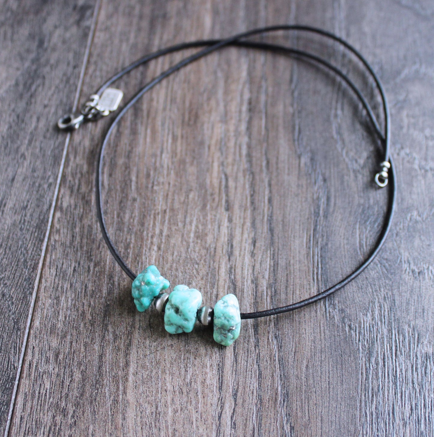 Campitos Turquoise Nuggets on Leather Cord, No. 4