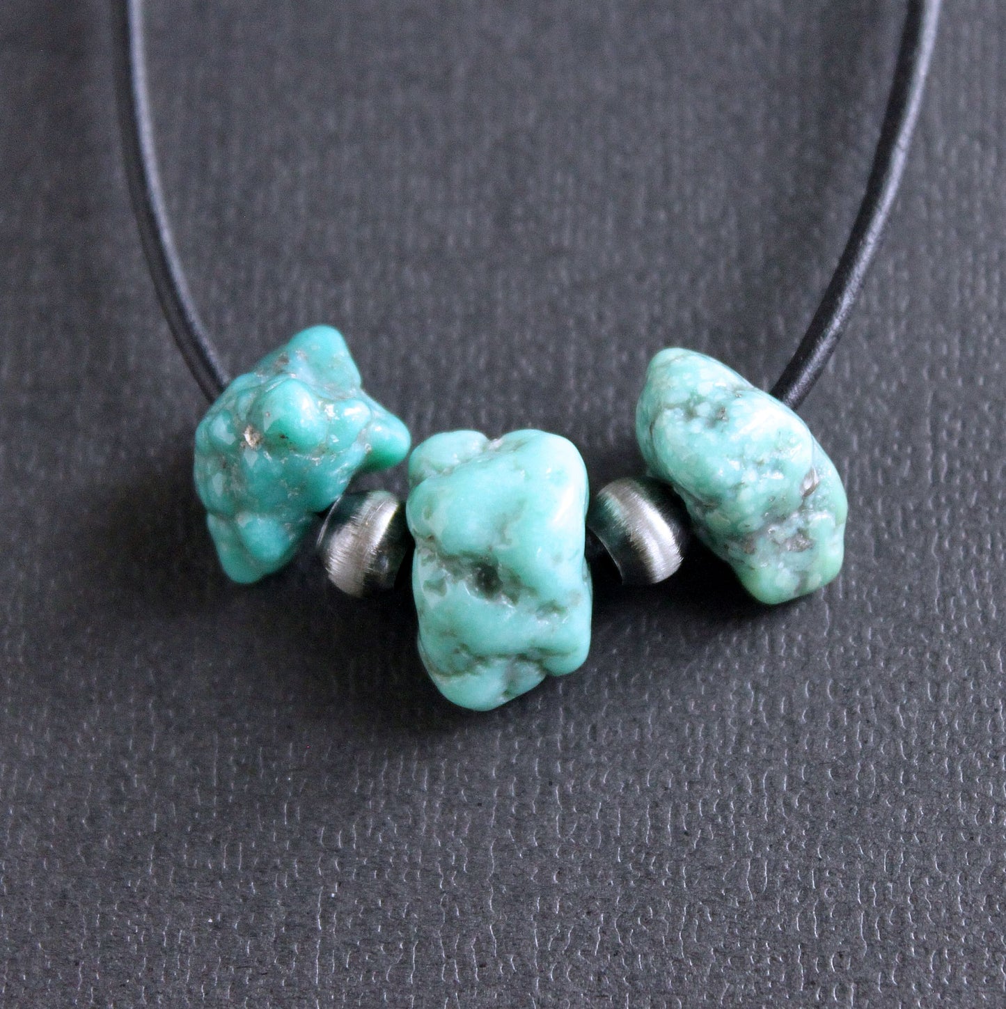 Campitos Turquoise Nuggets on Leather Cord, No. 4