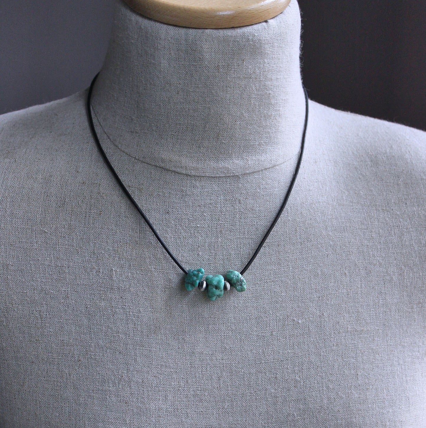 Campitos Turquoise Nuggets on Leather Cord, No. 4