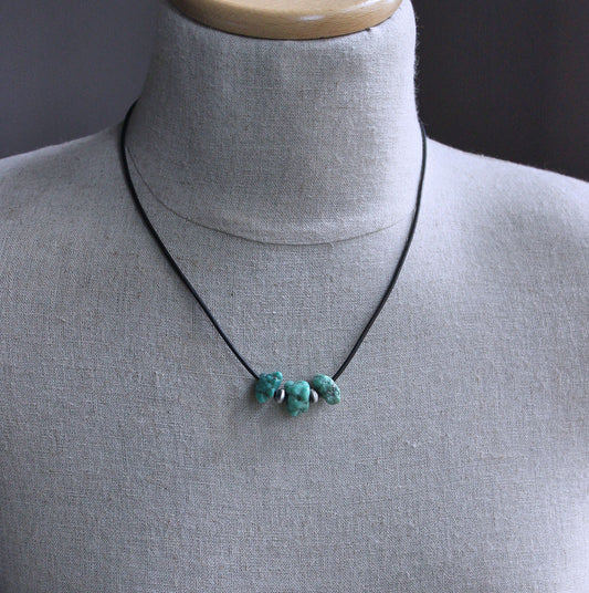 Campitos Turquoise Nuggets on Leather Cord, No. 4
