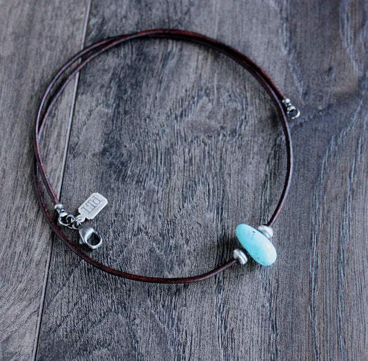 Nacozari Turquoise on Leather Cord No. 4