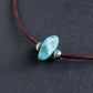 Large Campitos Turquoise Bead Leather Cord Necklace