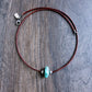 Men's leather necklace with large turquoise stone