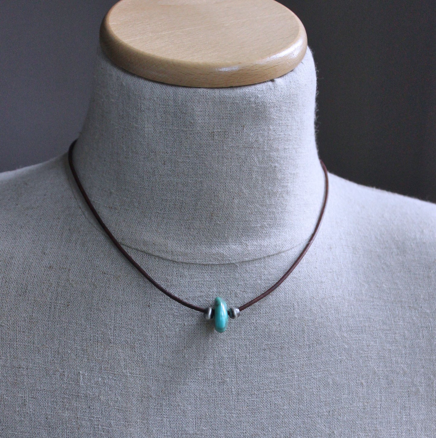 men's leather and turquoise necklace