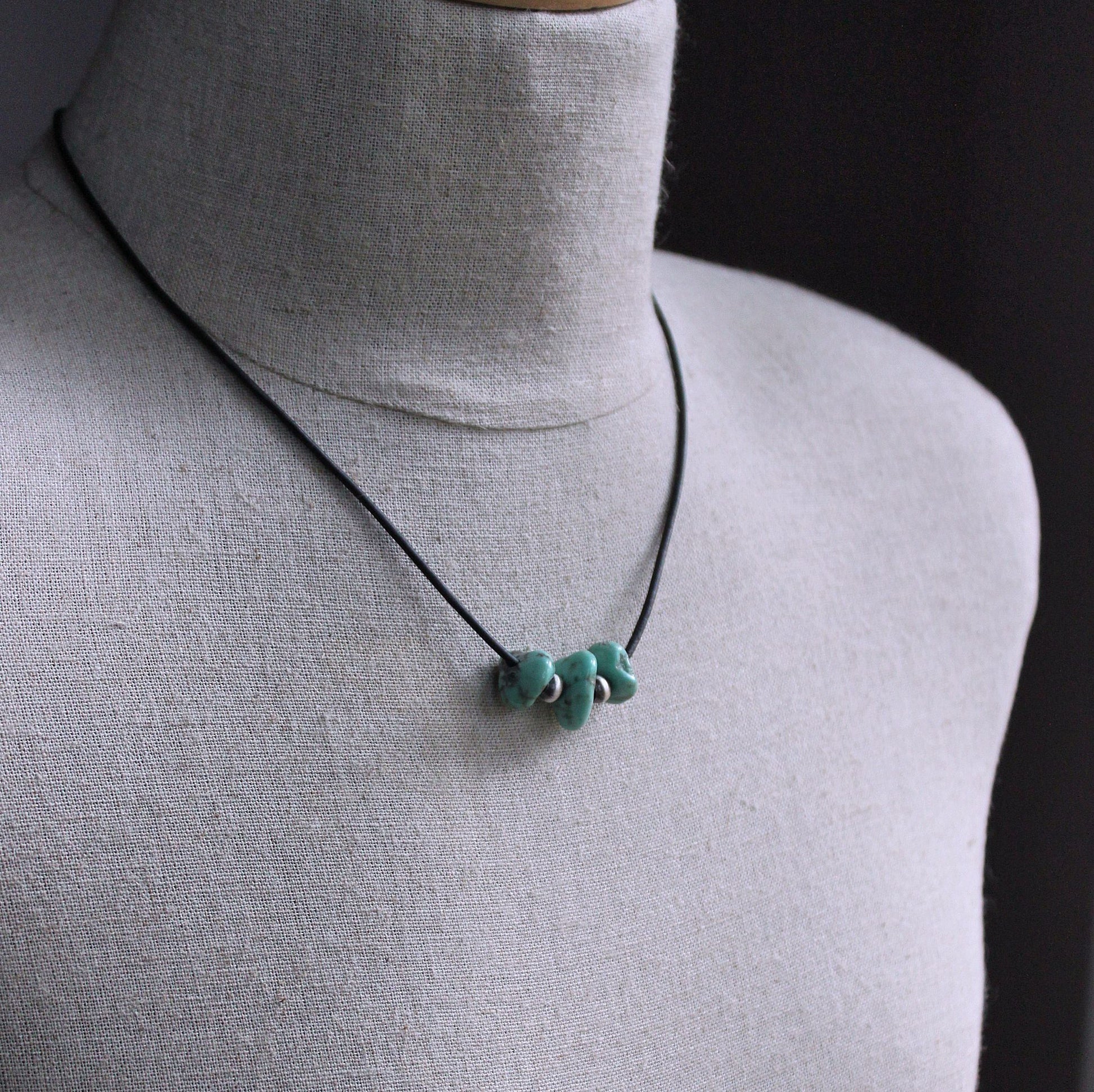 men's large turquoise silver bead necklace