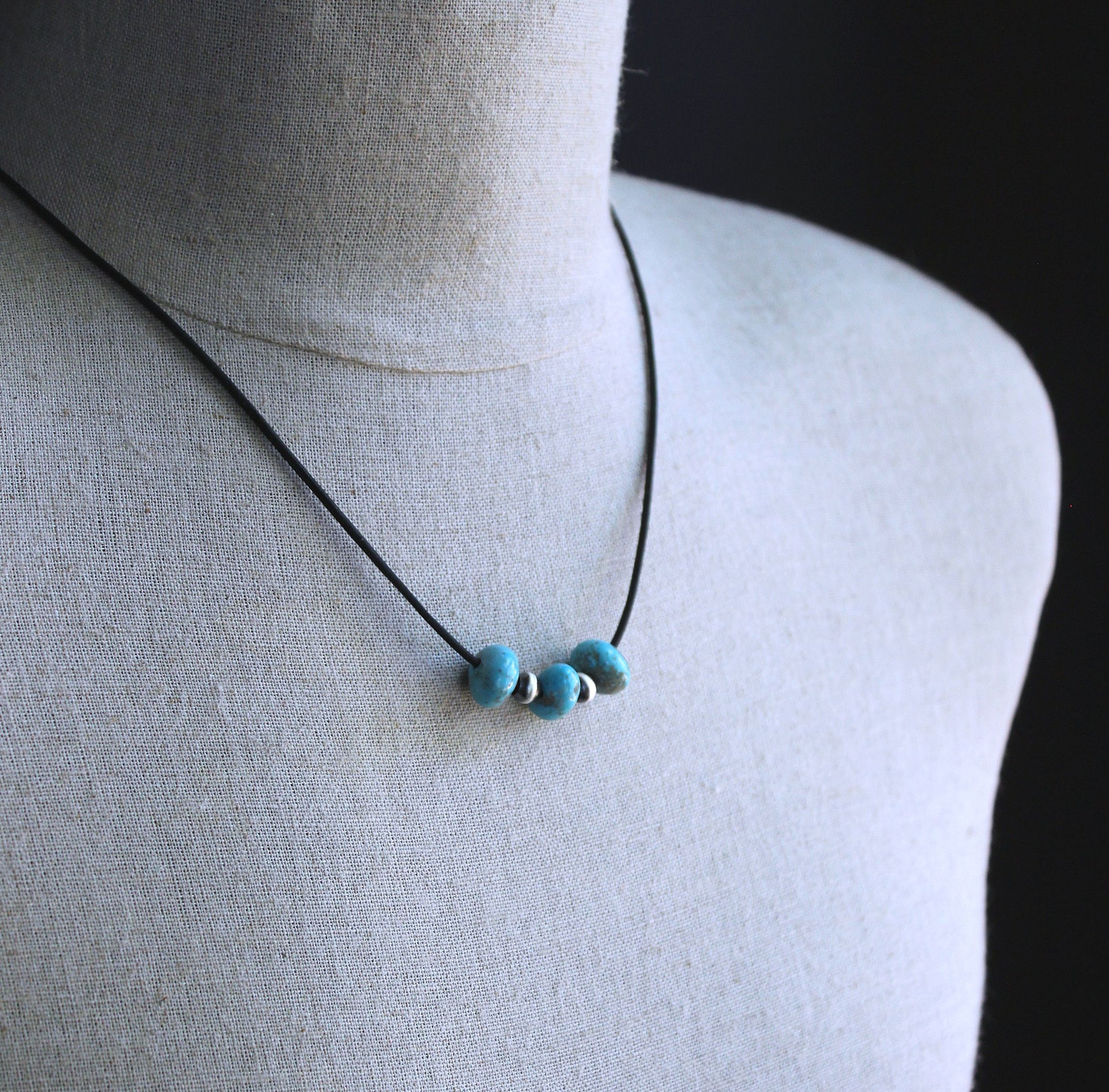 men's blue turquoise stone necklace