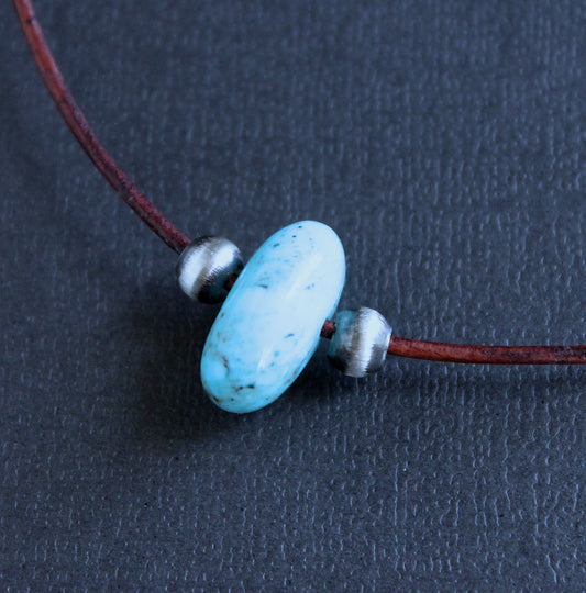 men's Nacozari turquoise leather cord necklace