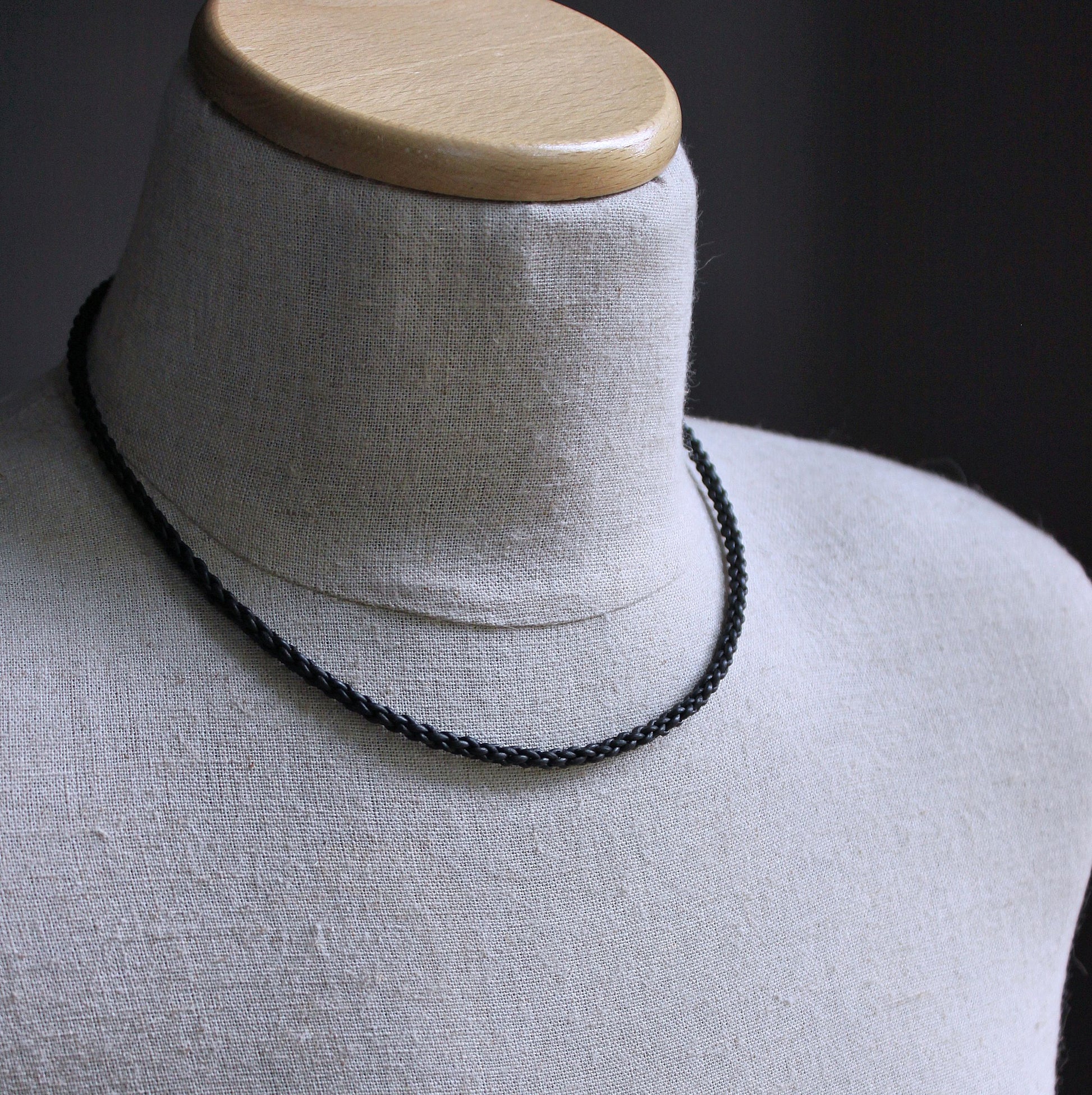 men's 4mm leather braid necklace