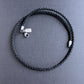 men's black leather round braid necklace