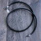 men's black leather braid necklace