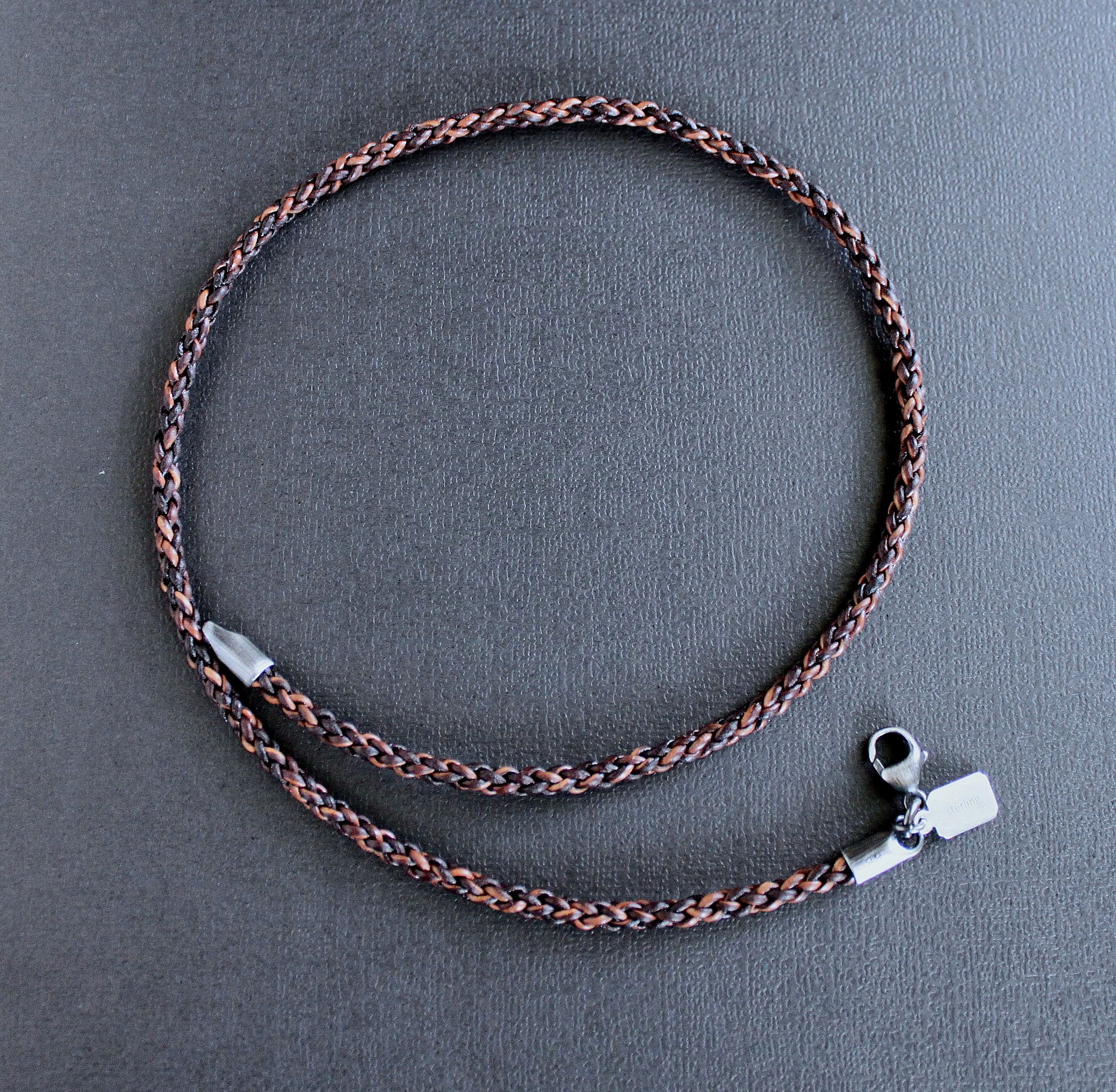 Men's Brown Leather Chain Braid Necklace, 4mm – LynnToddDesigns