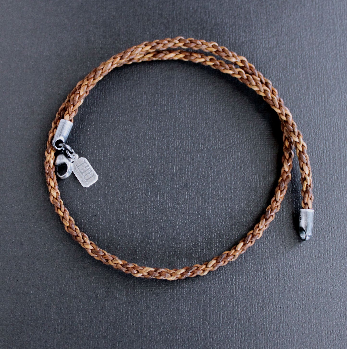 men's leather braid necklace, 4mm