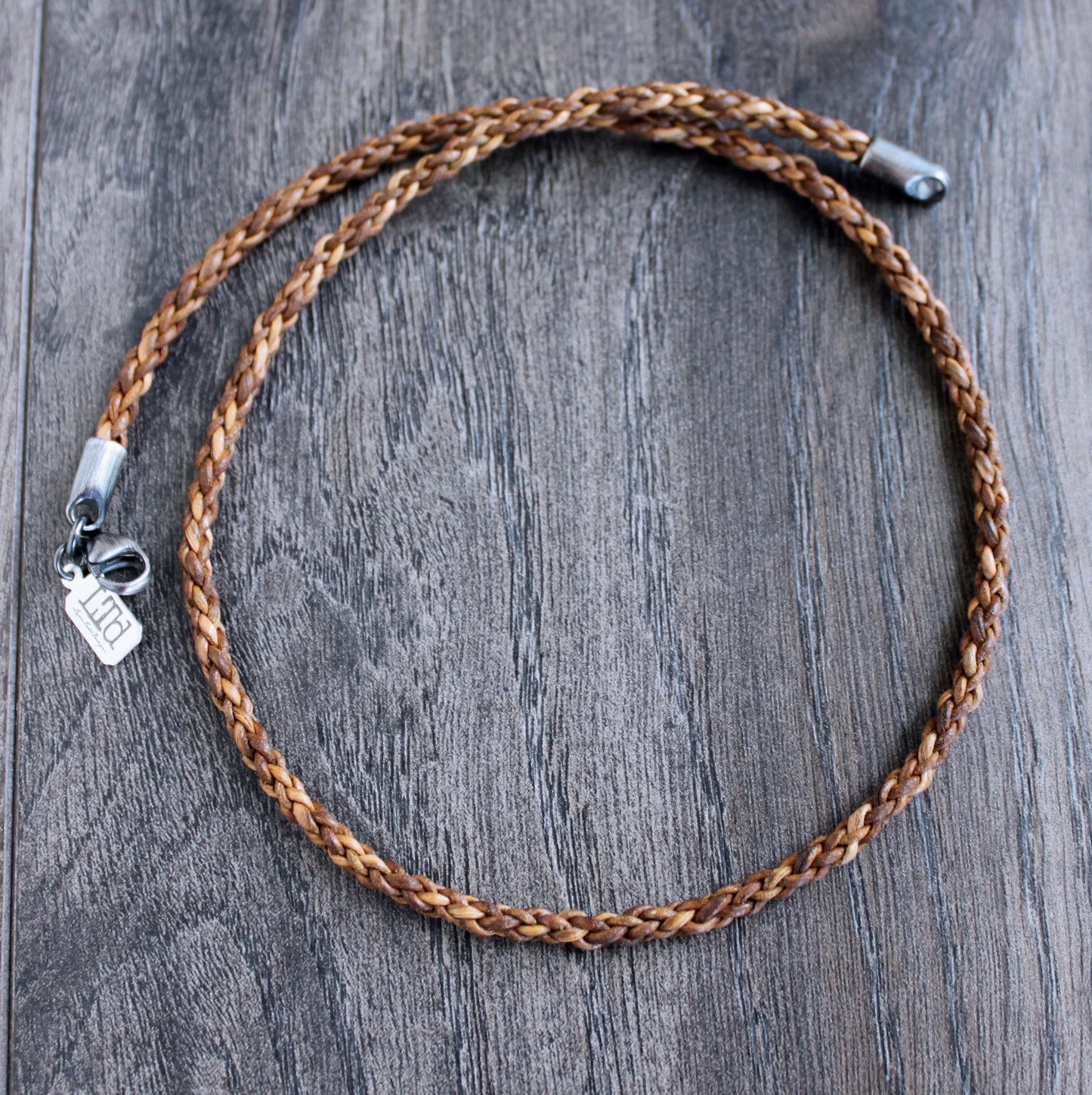 men's light brown leather necklace