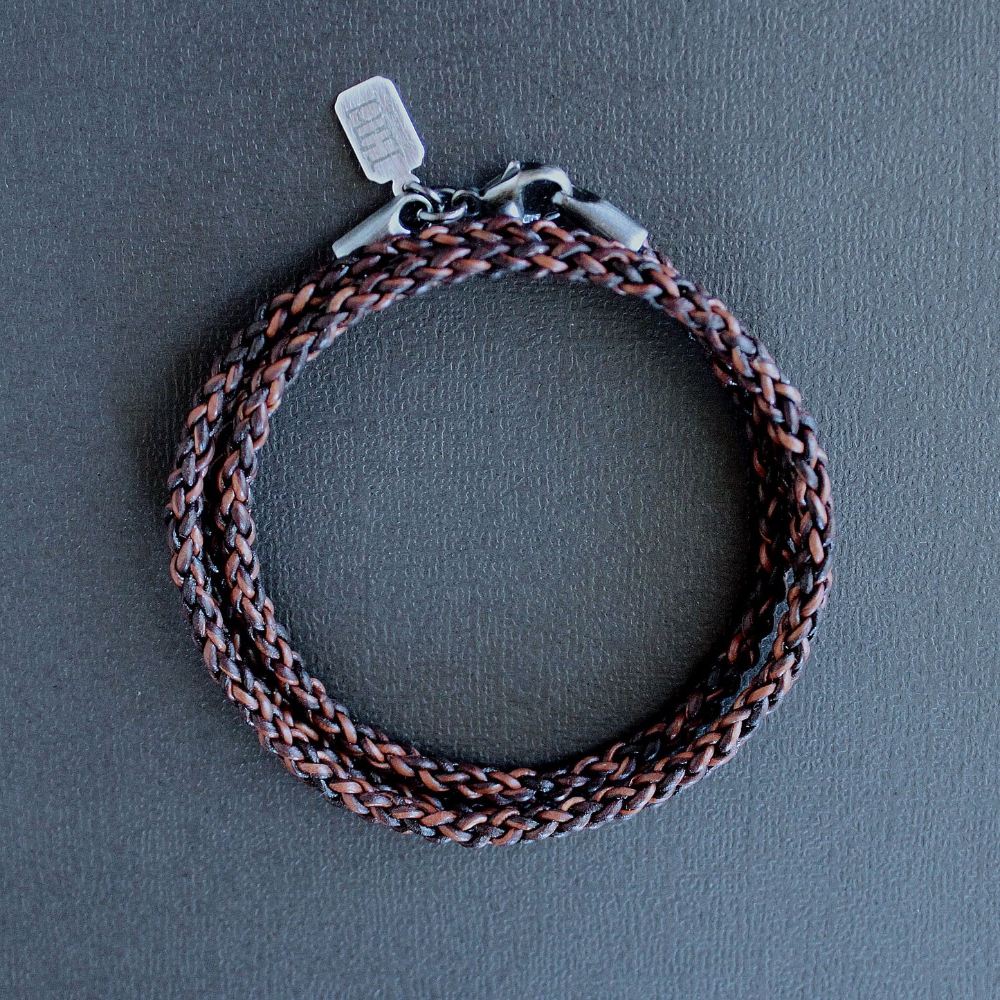 Brown Round Braid Leather Wrap Bracelet