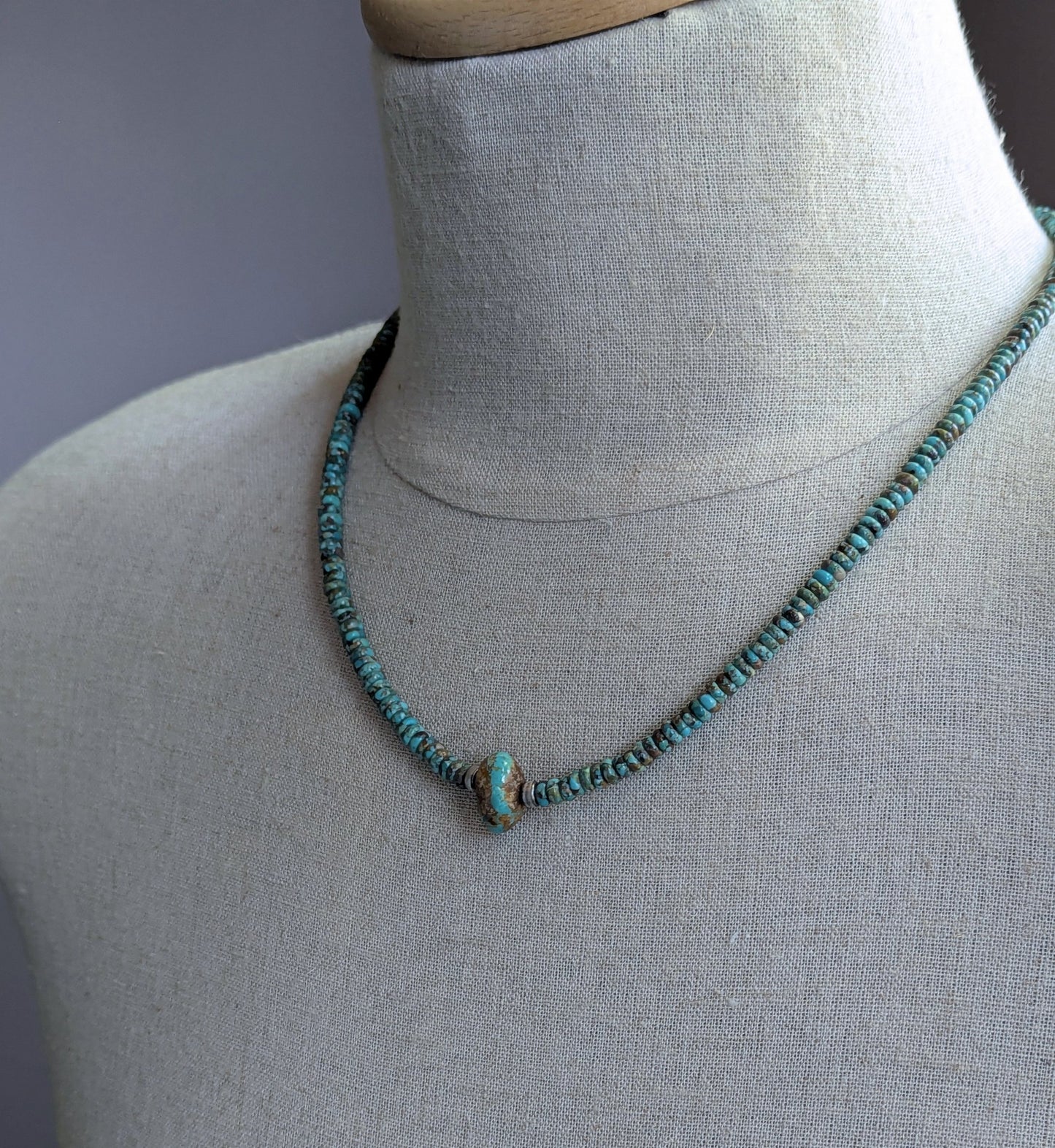 men's rondelle turquoise bead necklace