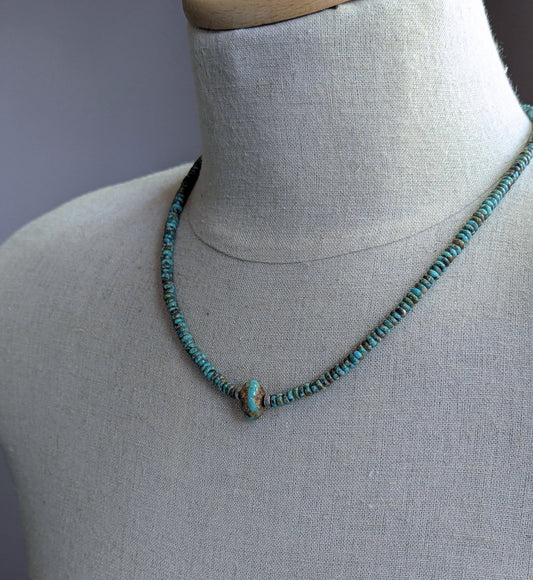 men's rondelle turquoise bead necklace