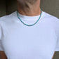 Men's Turquoise Beaded Necklace, 4mm Brass & Silver