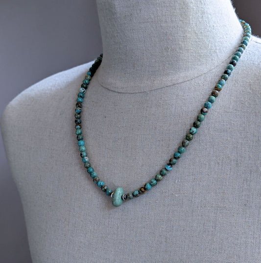 men's 6mm turquoise bead necklace, Elisa
