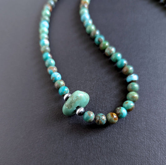 Men's natural turquoise bead necklace