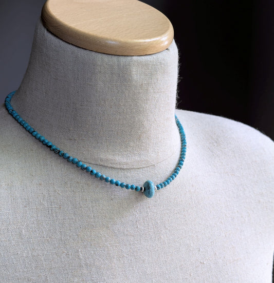 men's 4mm genuine turquoise bead necklace