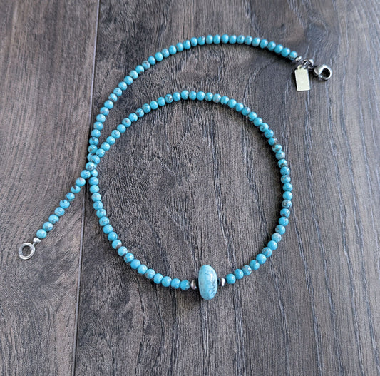 natural blue turquoise beaded necklace