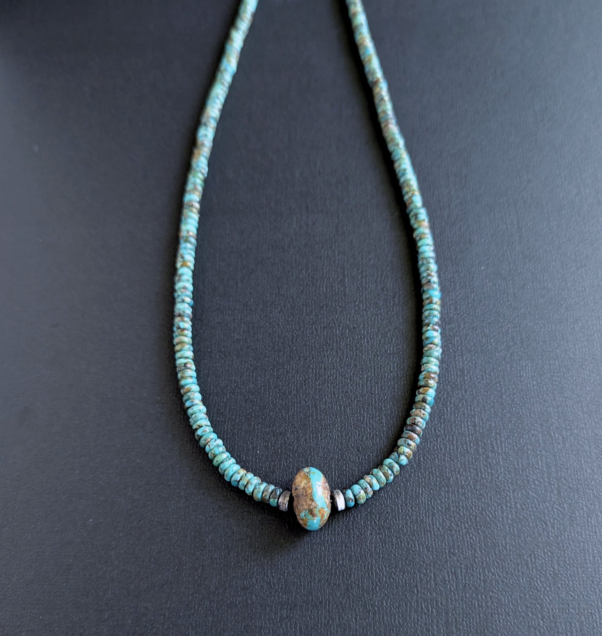 men's large natural turquoise stone necklace