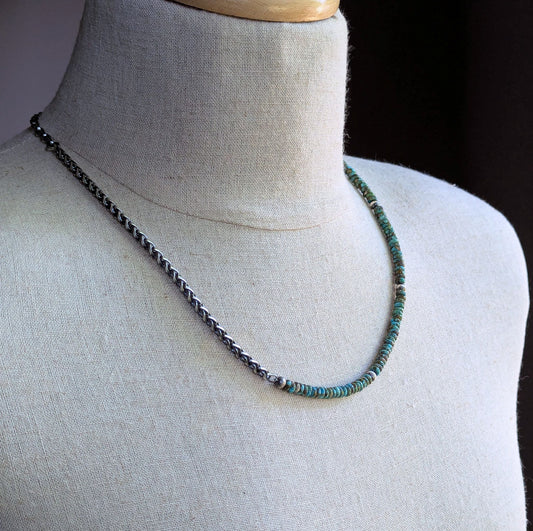 men's mixed bead and chain necklace