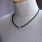 men's black bead necklace with  turquoise stone, 20 inches