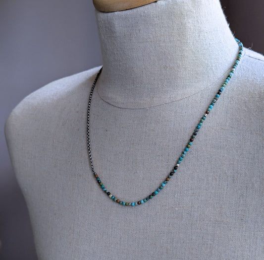 3mm turquoise bead and chain necklace