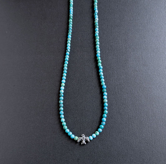 Silver Thunderbird Turquoise Bead Necklace