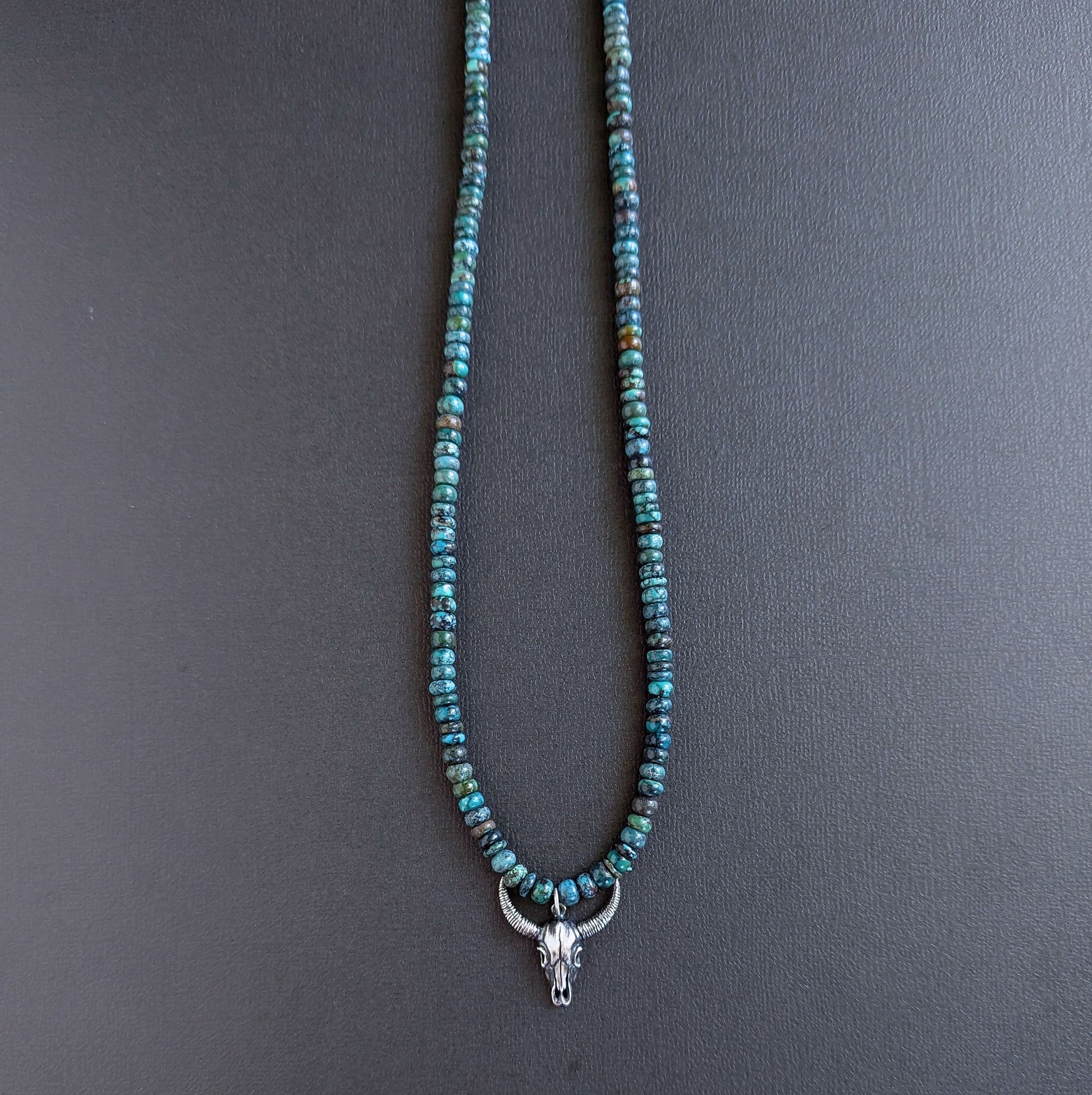 men's longhorn turquoise bead necklace