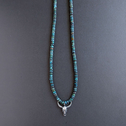 men's longhorn turquoise bead necklace