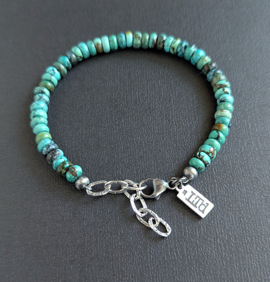 men's adjustable turquoise bead bracelet