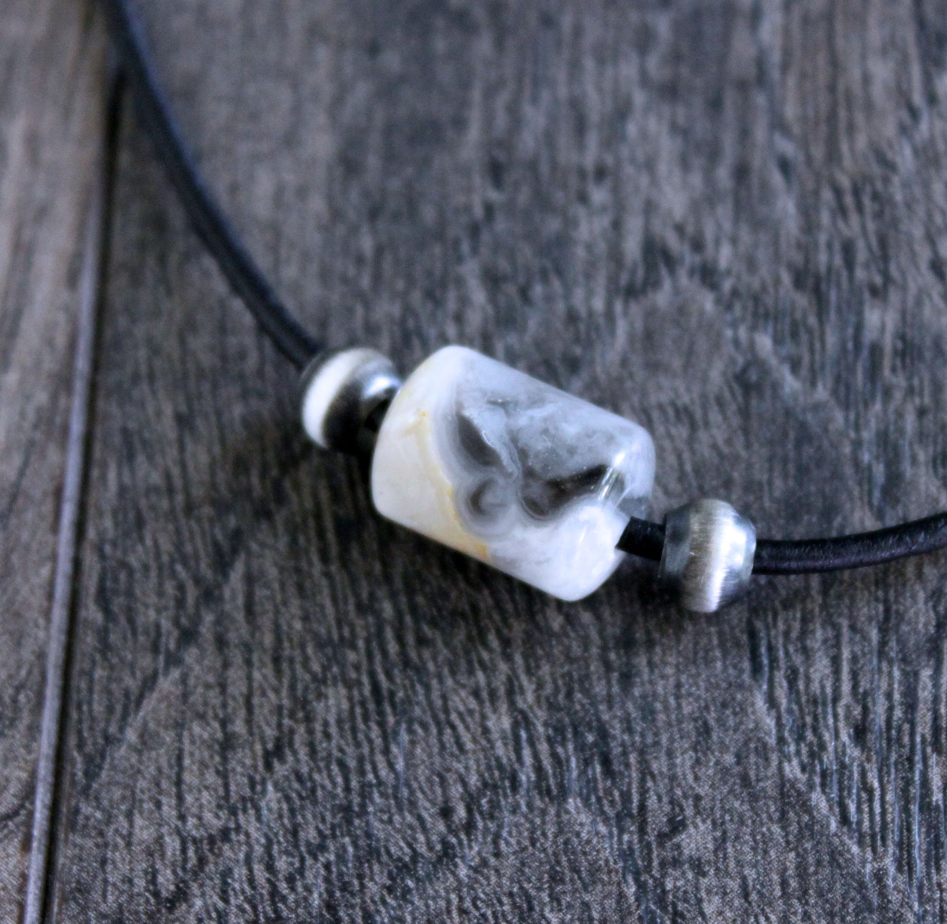 men's leather cord bead necklace