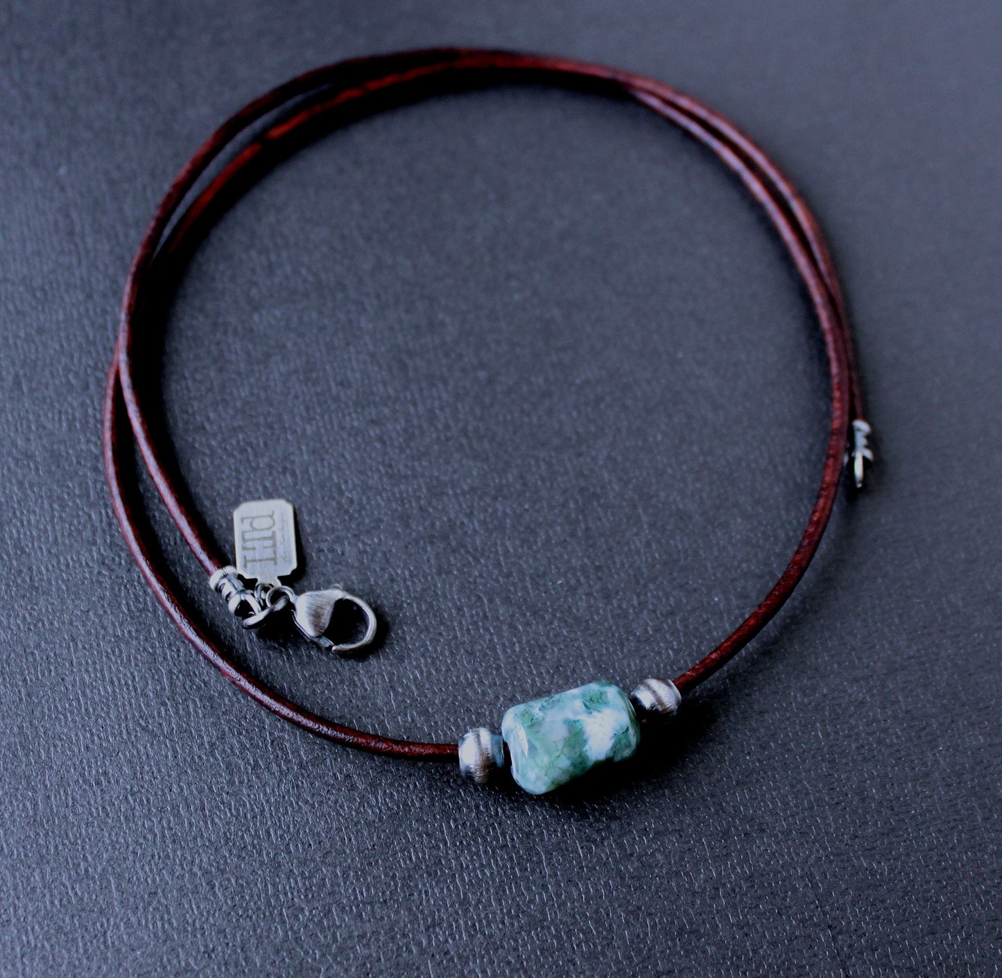 men's leather cord and bead necklace