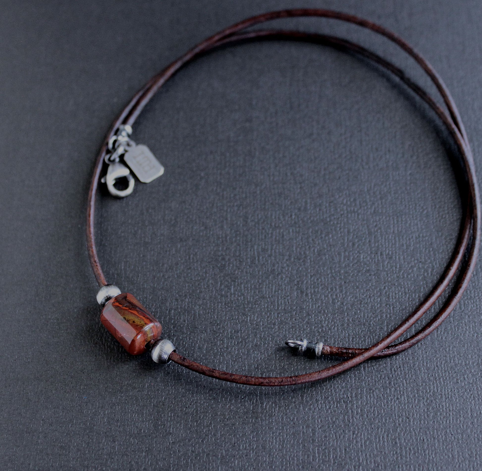 men's leather cord bead necklace