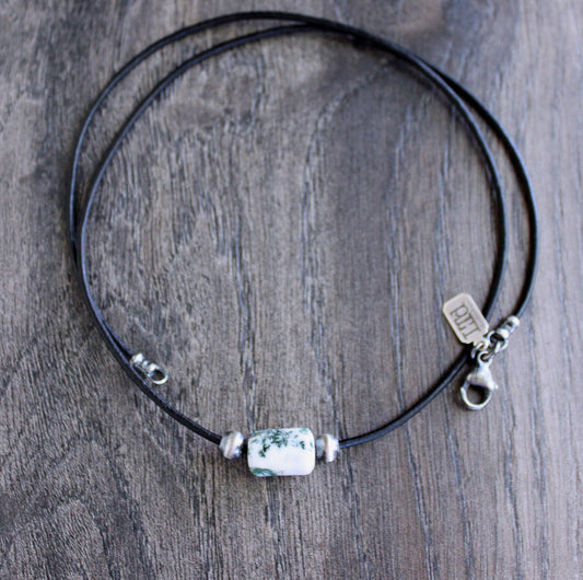 men's leather and bead necklace
