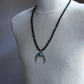 6mm onyx malachite bead necklace, sterling silver crescent  pendant 