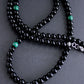 6mm polished black onyx and malachite bead necklace