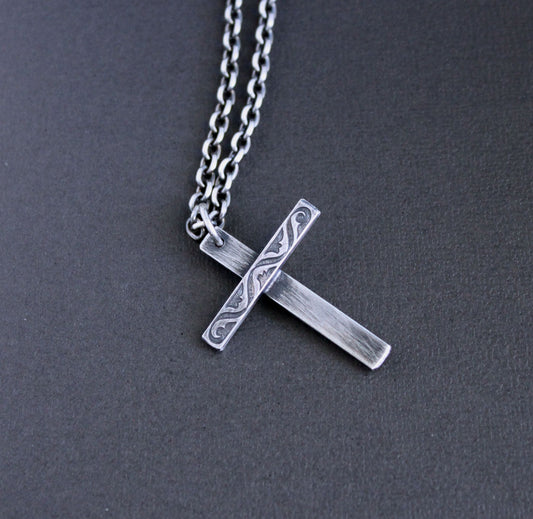 men's sterling silver cross pendant necklace