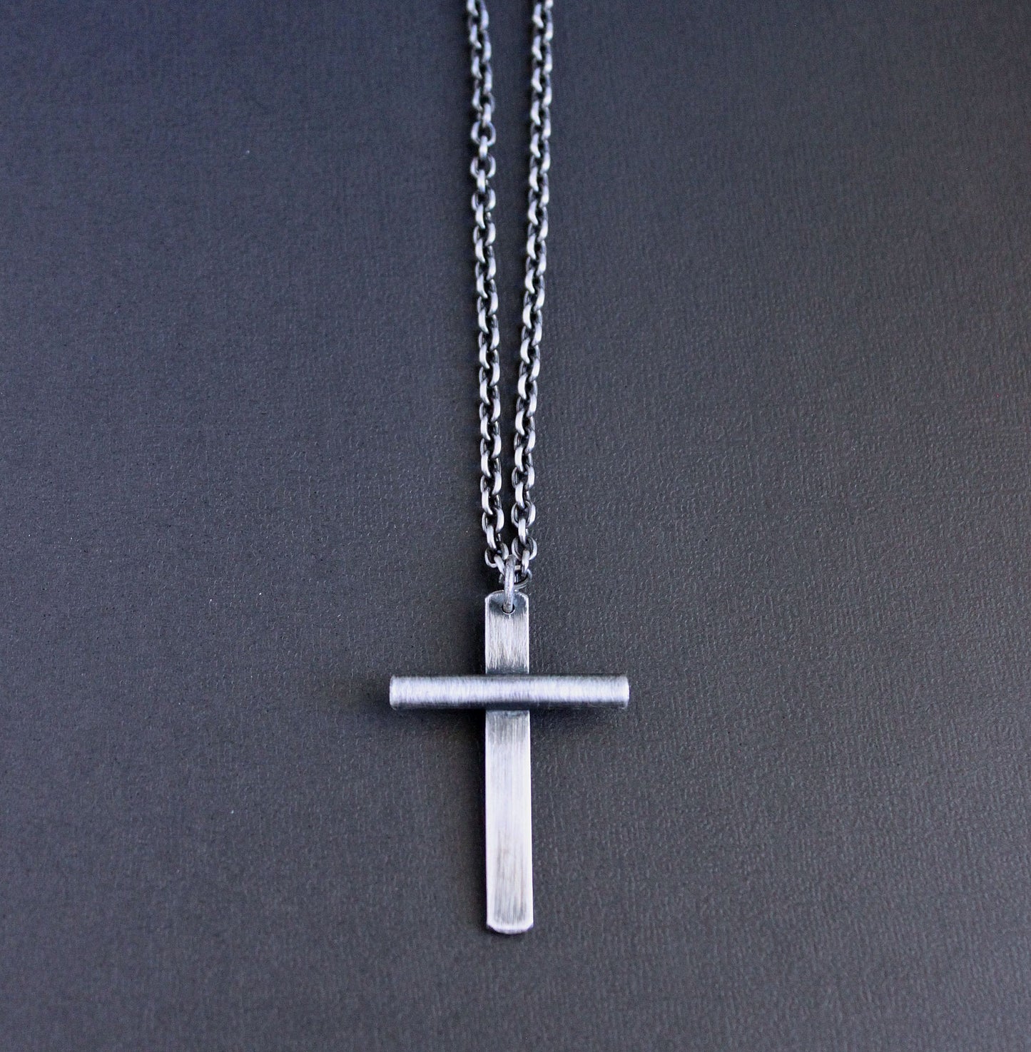 men's rustic silver cross pendant