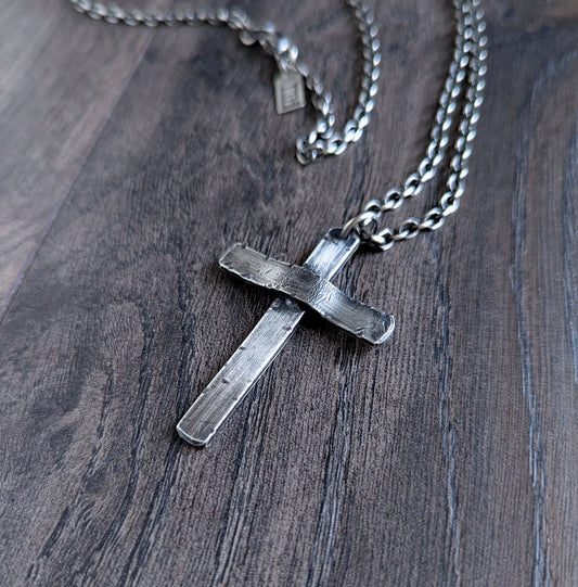 men's large sterling silver cross pendant