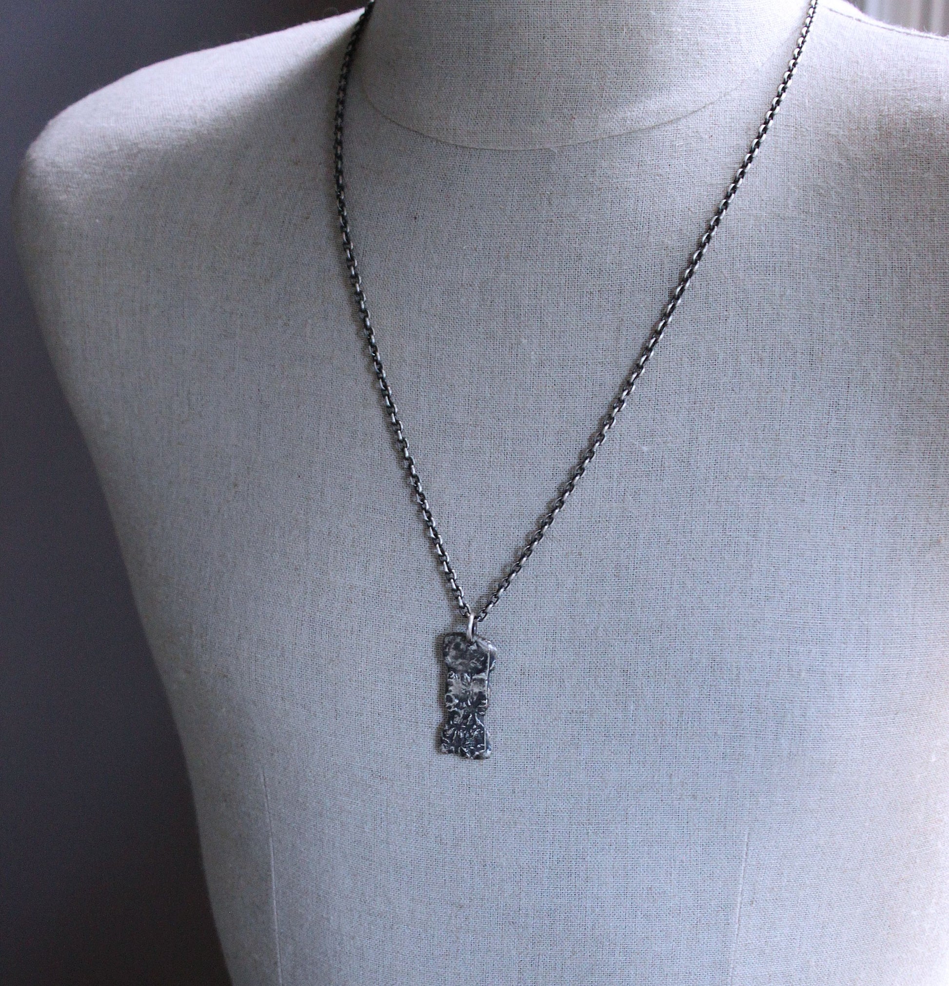 Men's brutalist silver pendant necklace