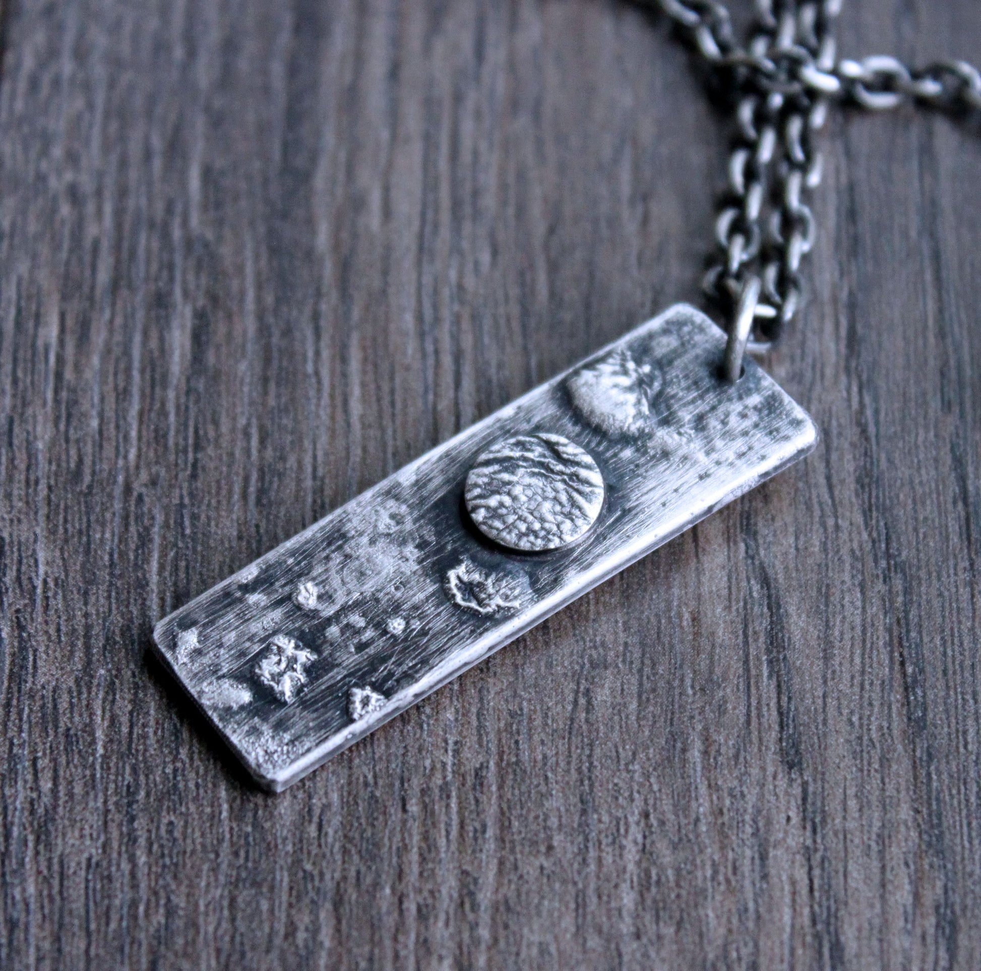 men's rustic handmade heavy silver pendant 