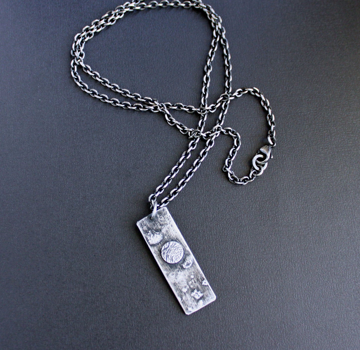 Reticulated Silver "Space" Pendant Necklace